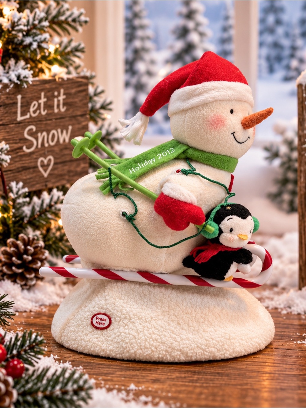 Hallmark Jingle Pals 2012 Snowman & Penguin Ski‎ Plush Animated Musical